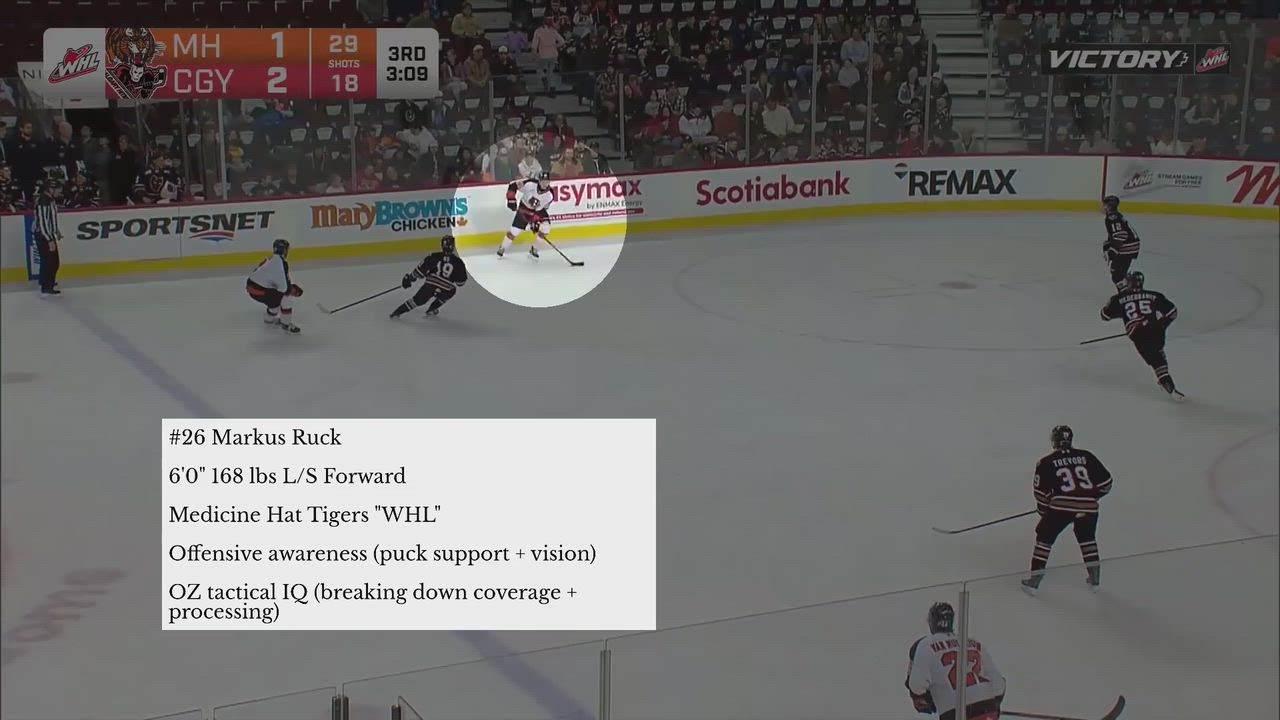 #26 Markus Ruck - Medicine Hat Tigers WHL Offensive Awareness OZ ...
